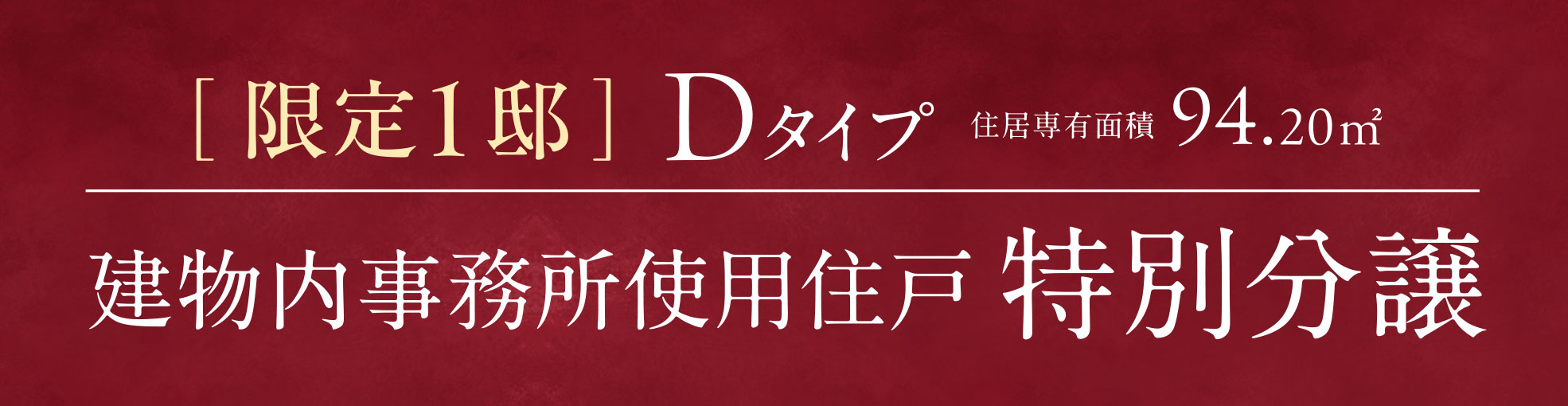 ［限定1邸］Dタイプ 棟内事務所使用住戸 特別分譲